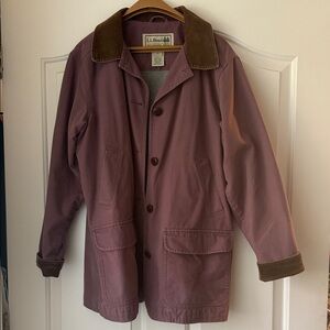 L.L. Bean women’s  Mauve barn Jacket with Brown Trim. Great condition.